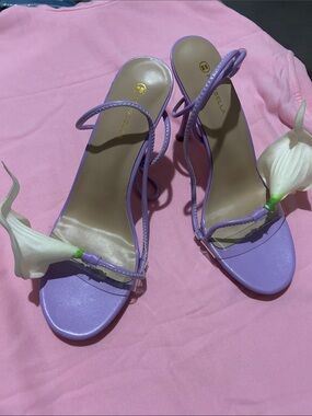 Ella Lavender Strappy Heeled Sandals